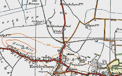Old map of Haddenham End Field in 1920