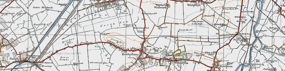Old map of Haddenham End Field in 1920