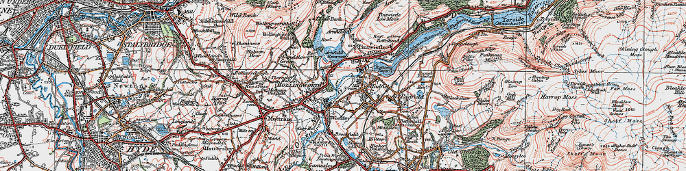 Old map of Hadfield in 1924