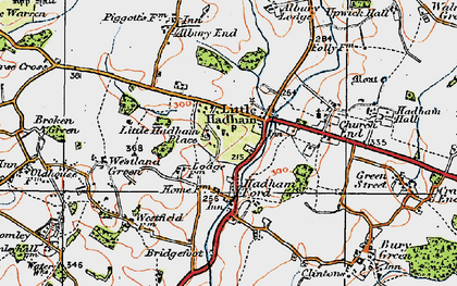 Old map of Hadham Ford in 1919