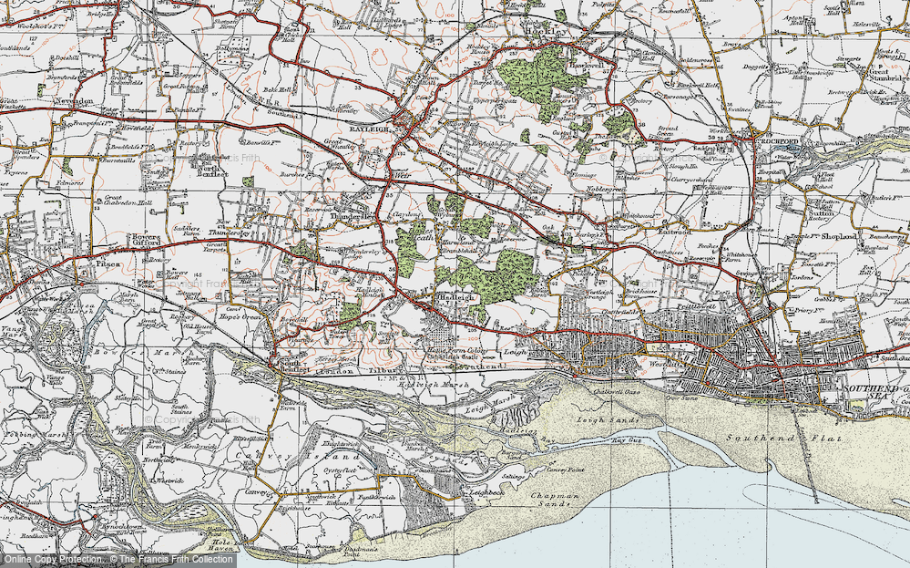 Old Map of Hadleigh, 1921 in 1921