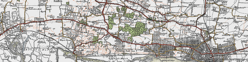 Old map of Hadleigh in 1921