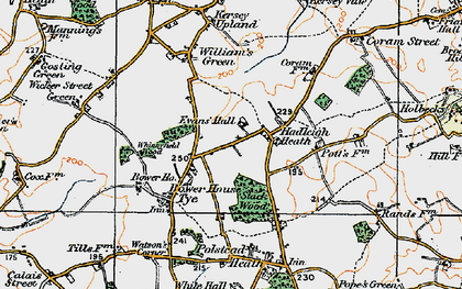Old map of Hadleigh Heath in 1921