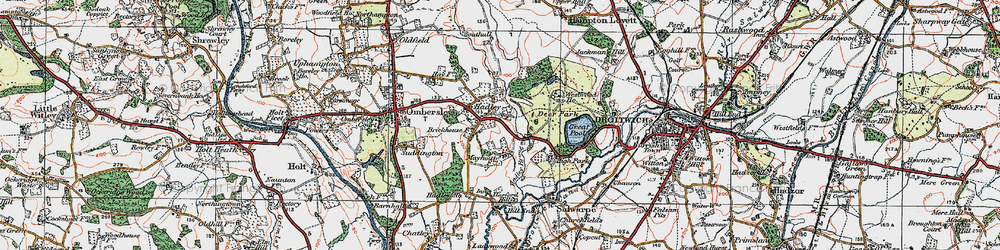 Old map of Hadley in 1920