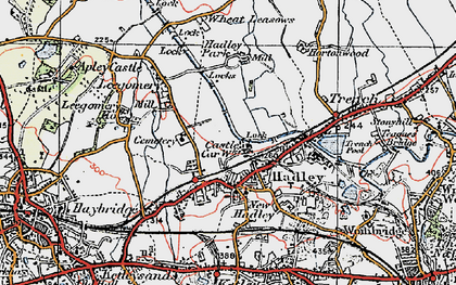 Old map of Hadley Castle in 1921