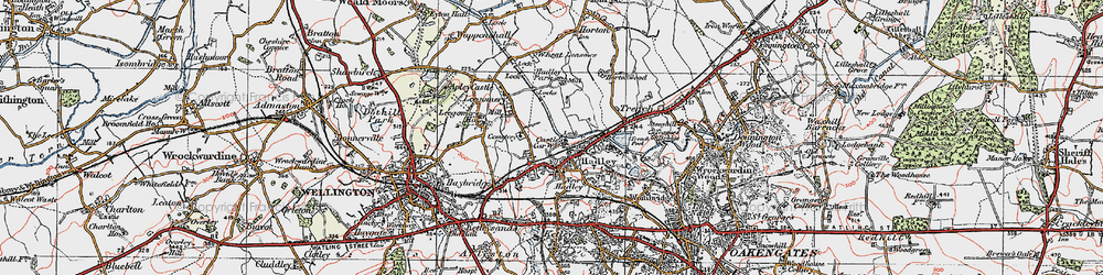 Old map of Hadley Castle in 1921