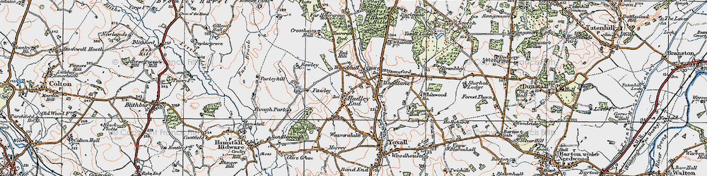 Old map of Hadley End in 1921