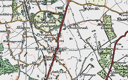 Old map of Hadnall in 1921