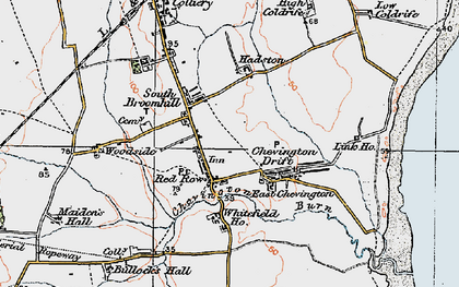Old map of Chevington Burn in 1925