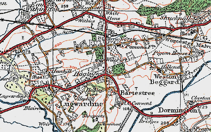 Old map of Hagley in 1920