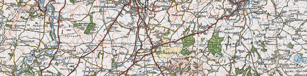 Old map of Hagley in 1921