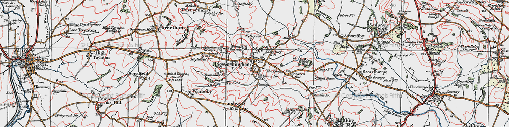 Old map of Hagworthingham in 1923
