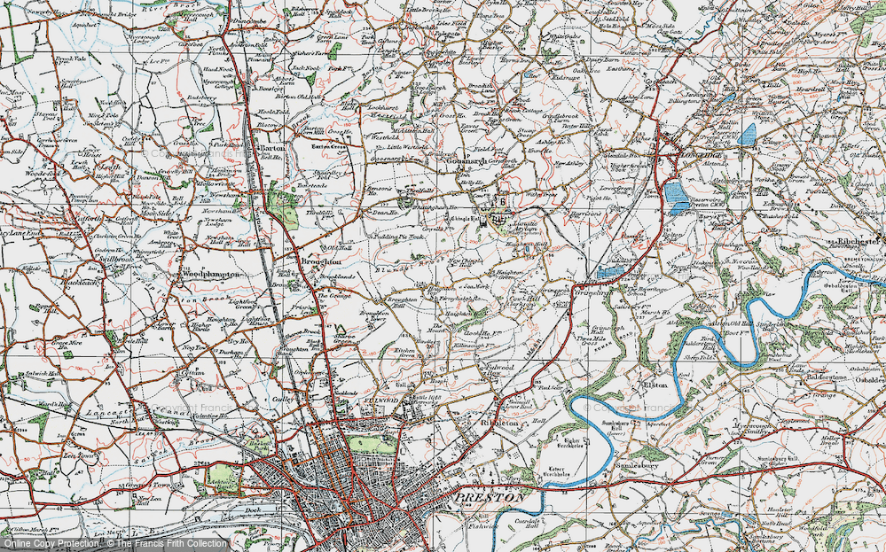 Old Map of Historic Map covering New Chingle Hall in 1924