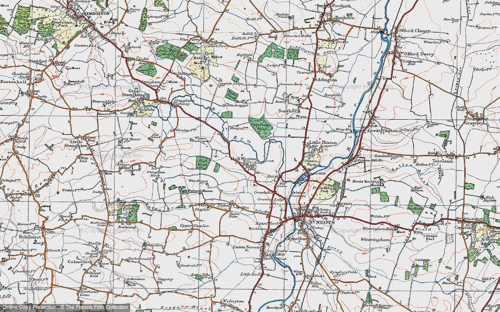 Old Map of Hail Weston, 1919 in 1919