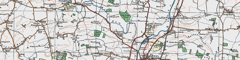 Old map of Hail Weston in 1919