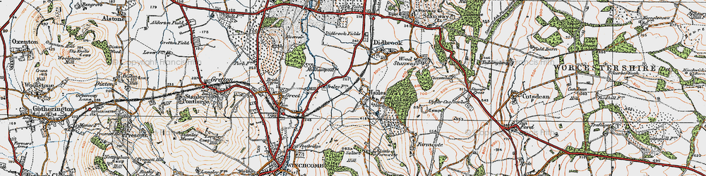 Old map of Hailes in 1919