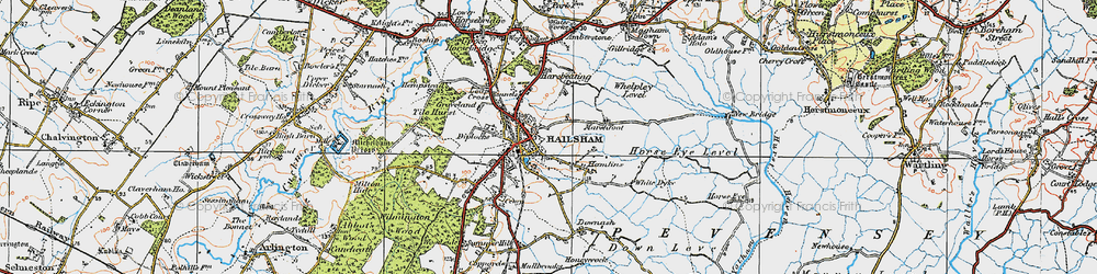 Old map of Hailsham in 1920