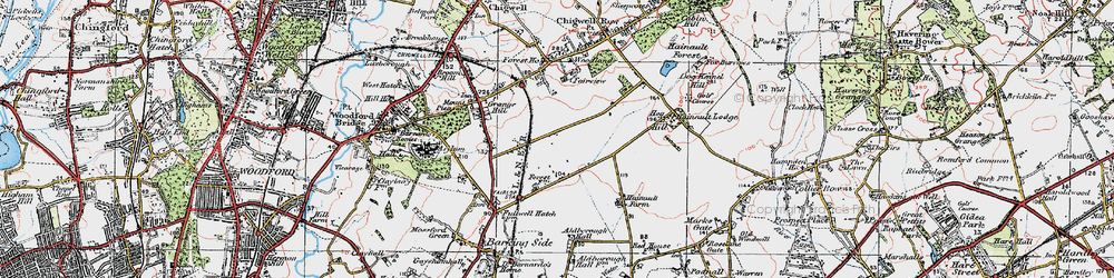 Old map of Hainault in 1920