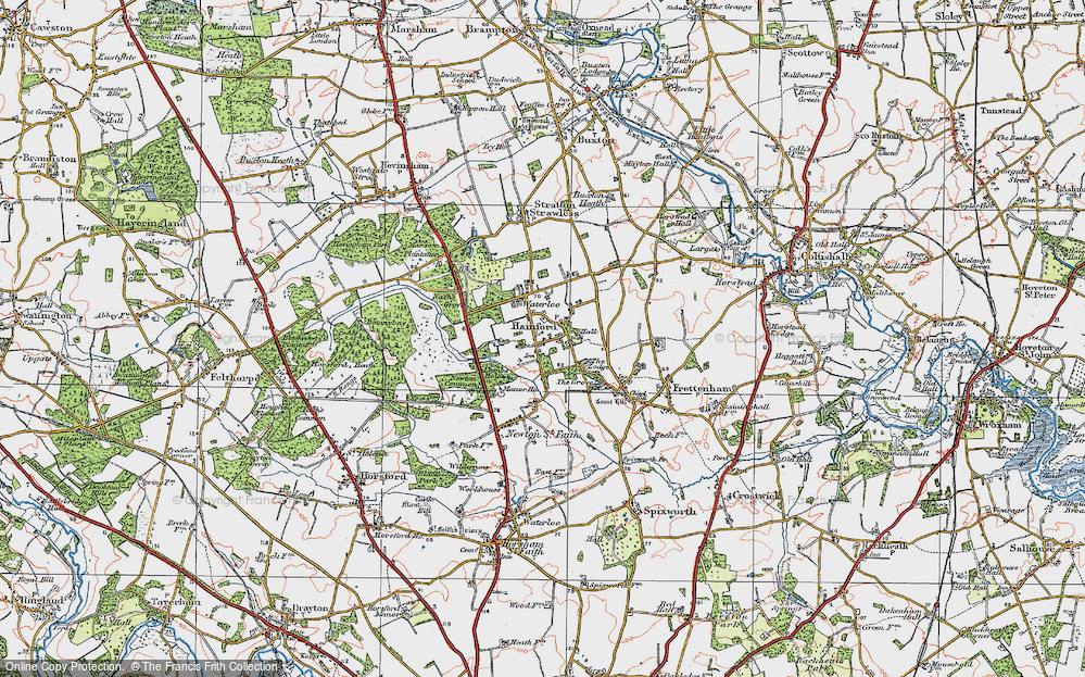 Old Map of Hainford, 1922 in 1922