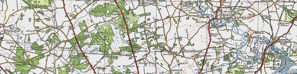 Old map of Hainford in 1922