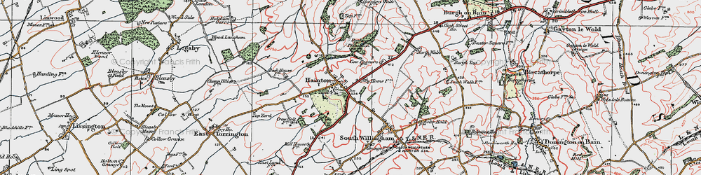 Old map of Hainton in 1923