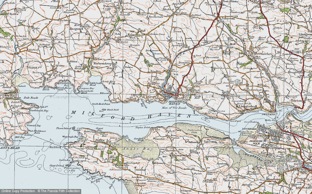 Old Map of Historic Map covering Gelliswick in 1922