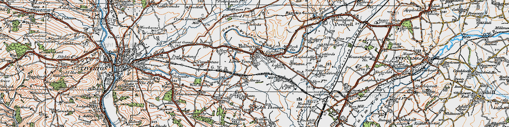Old map of Halberton in 1919