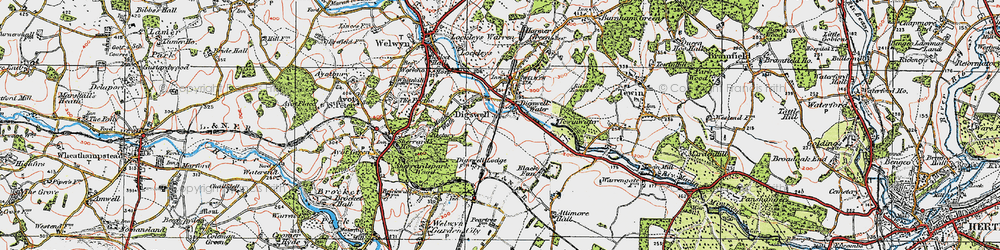 Old map of Haldens in 1920