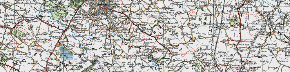 Old map of Hale Barns in 1923
