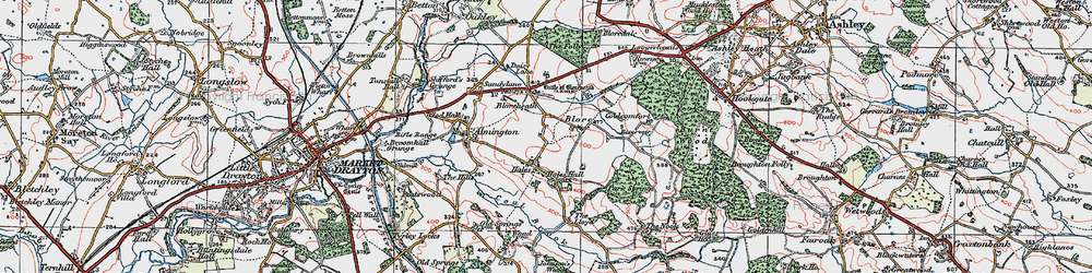 Old map of Hales in 1921