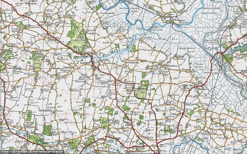 Old Map of Hales, 1922 in 1922