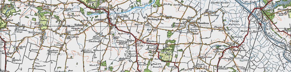 Old map of Hales in 1922
