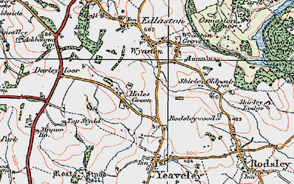 Old map of Hales Green in 1921