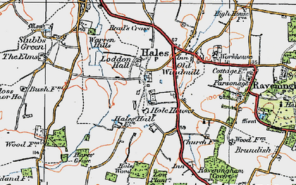 Old map of Hales Green in 1922