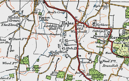 Old map of Loddon Hall in 1922