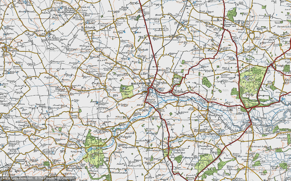 Old Map of Halesworth, 1921 in 1921