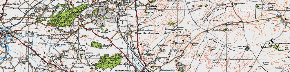 Old map of Boreham Down in 1919