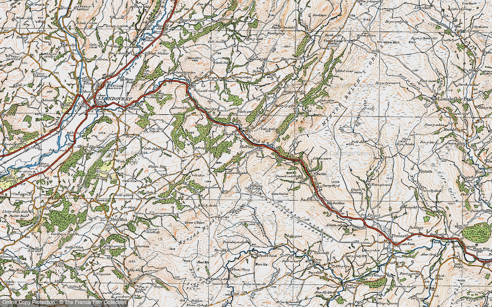 Old Map of Historic Map covering Y Pigwn (Roman Camps) in 1923