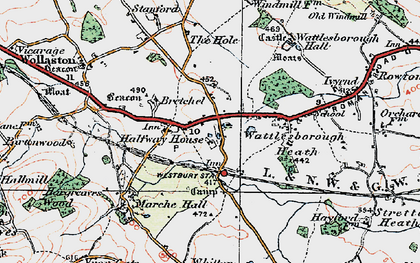 Old map of Halfway House in 1921