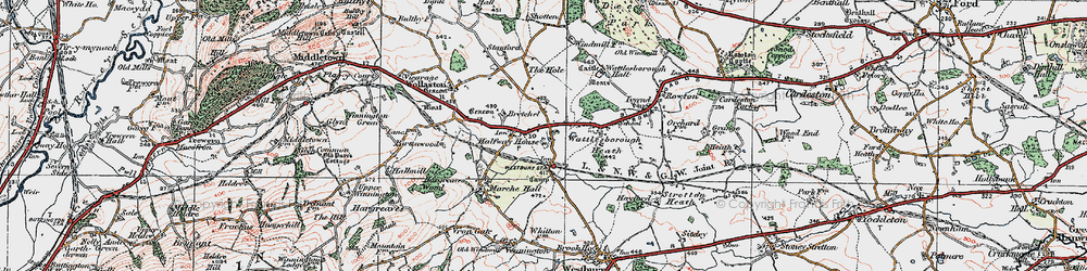 Old map of Bretchel in 1921