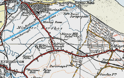 Old map of Halfway Houses in 1921