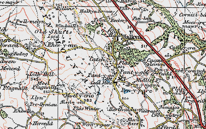 Old map of Halkyn Mountain in 1924