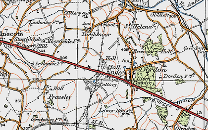 Old map of Hall End in 1921