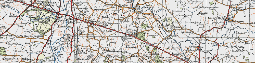 Old map of Hall End in 1921