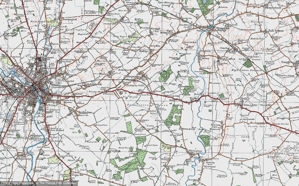 Old Map of Historic Map covering Dunnington Common in 1924