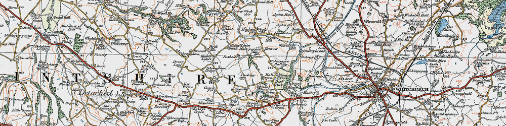 Old map of Hall Green in 1921