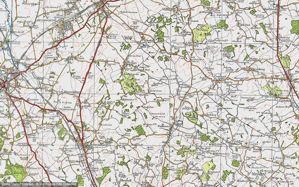 Old Map of Hall's Green, 1919 in 1919