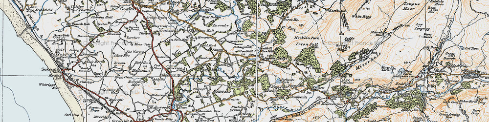 Old map of Hall Santon in 1925