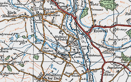 Old map of Hallam Fields in 1921
