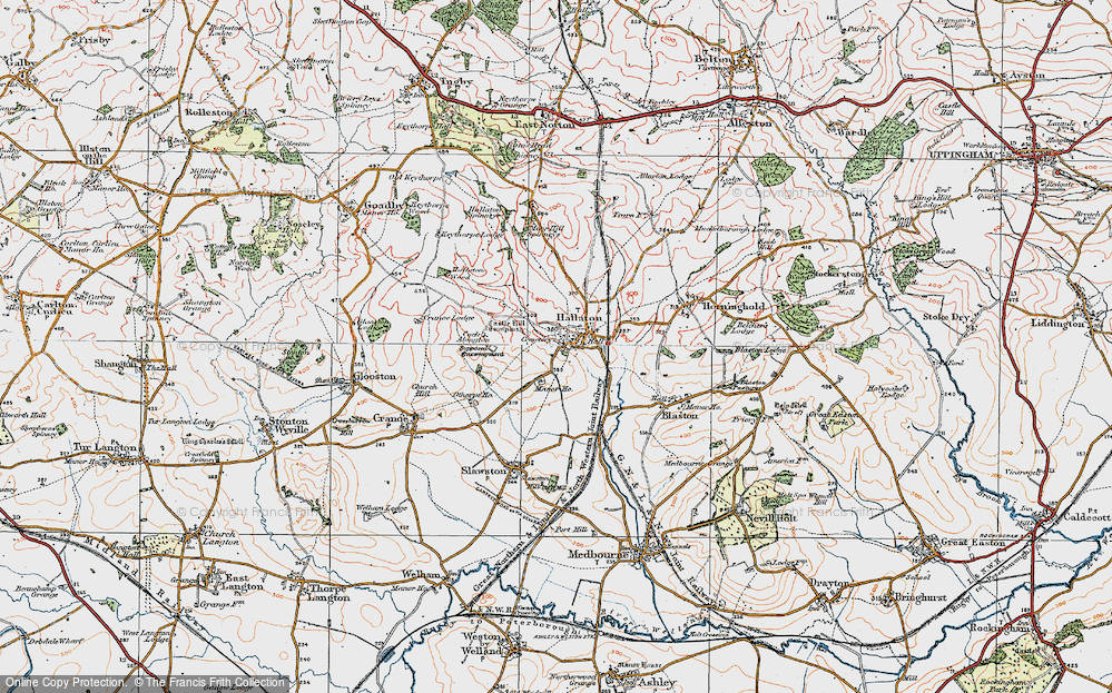 Old Map of Hallaton, 1921 in 1921